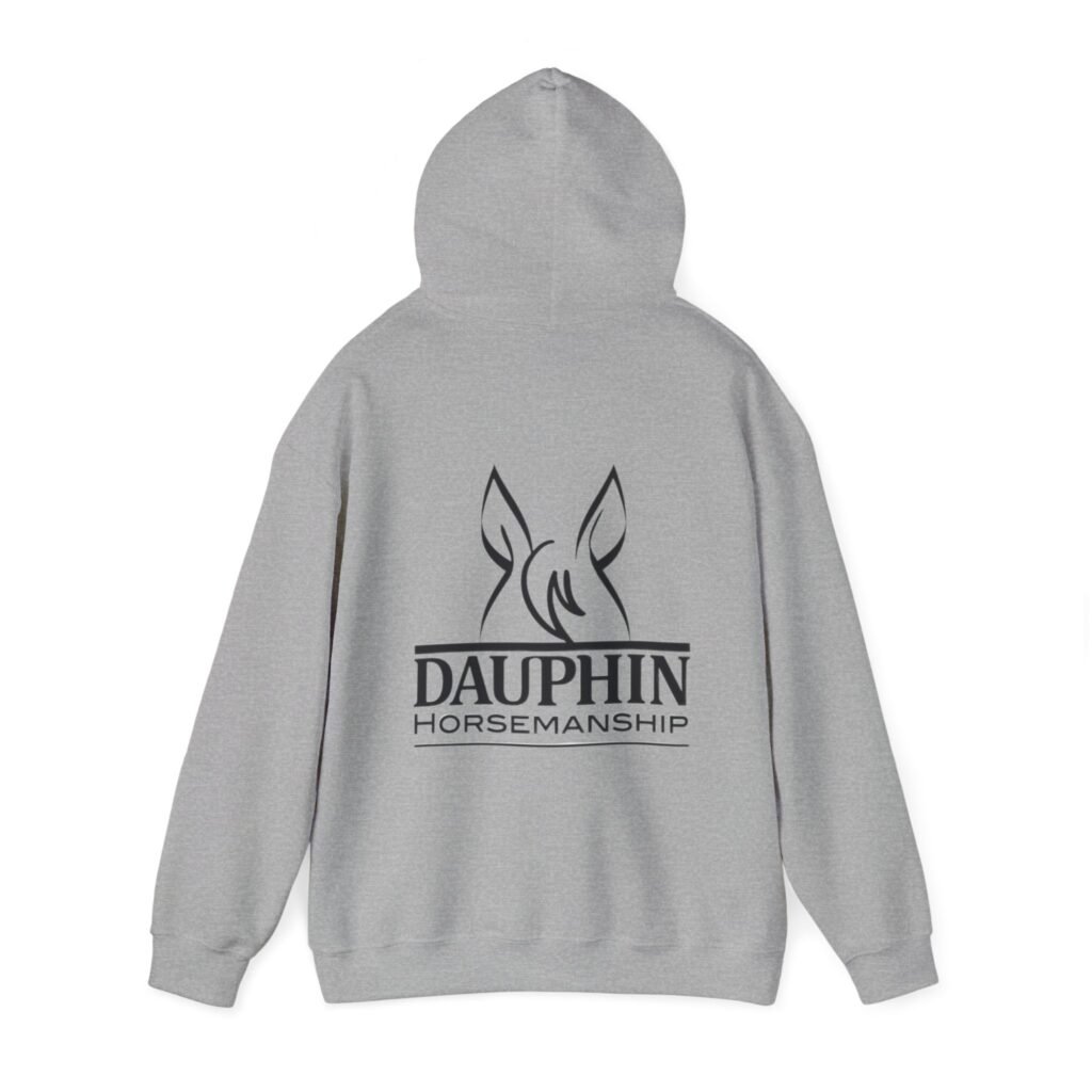 Dauphin Horsemanship Logo'd Unisex Heavy Blend Hooded Sweatshirt, Light Colors with Black Logo