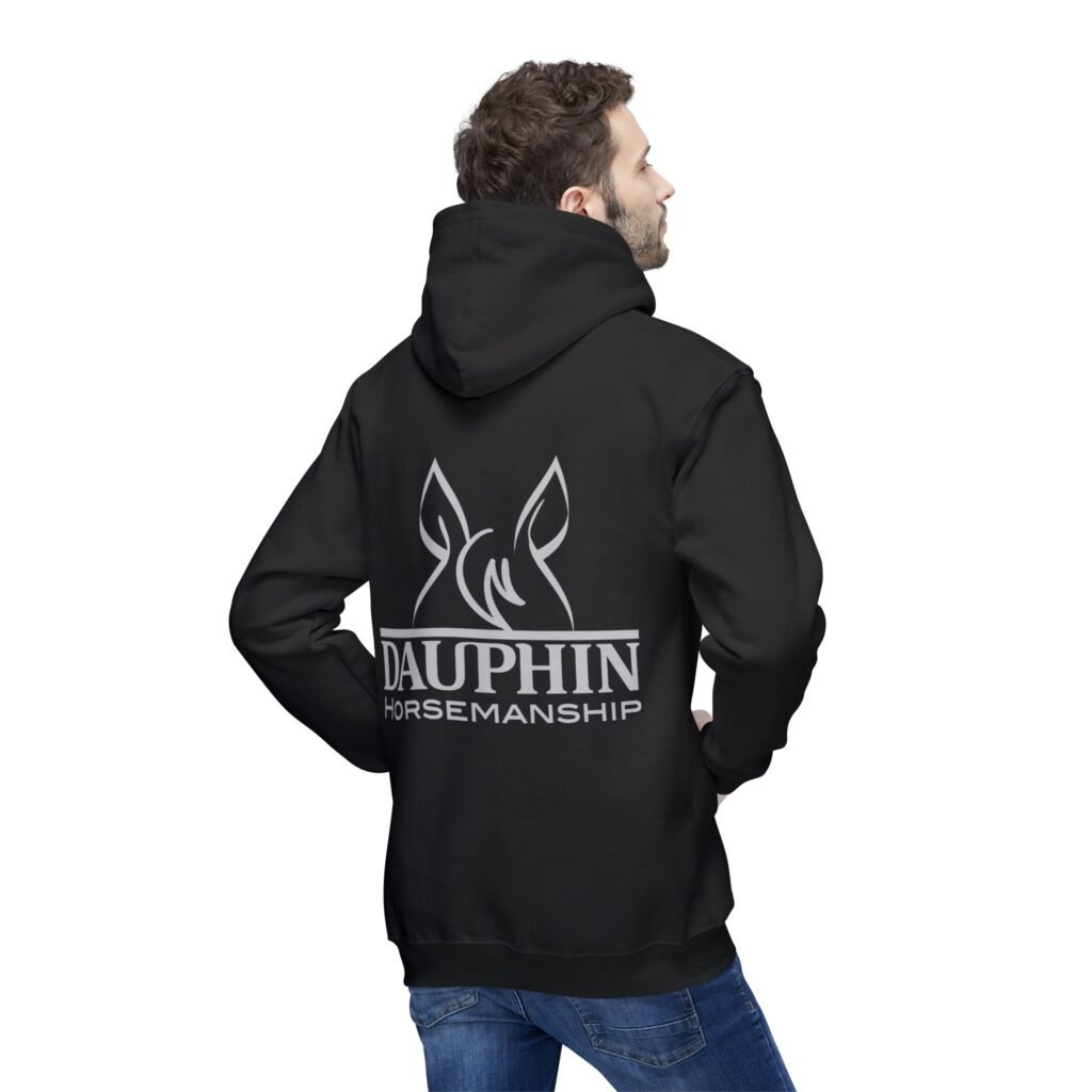 Unisex Hooded Sweatshirt, Made in US, Larger Centered Logo on Front, Dark Colors with White Logo