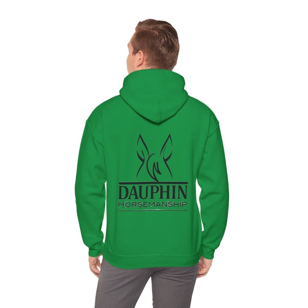 Dauphin Horsemanship Logo'd Unisex Heavy Blend Hooded Sweatshirt, Bright Colors with Black Logo