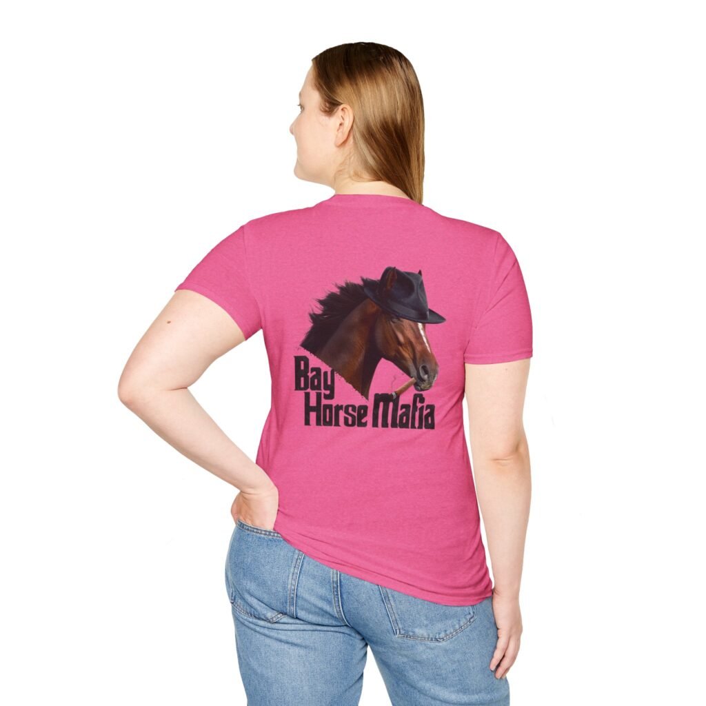 Bay Horse Mafia- Unisex soft-style T-Shirt, Pinks/Reds