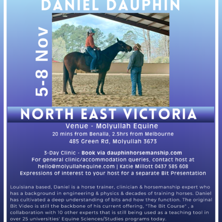 Molyullah Equine, Molyullah, Vic, Private Lessons and Bit Consults (Nov 8)